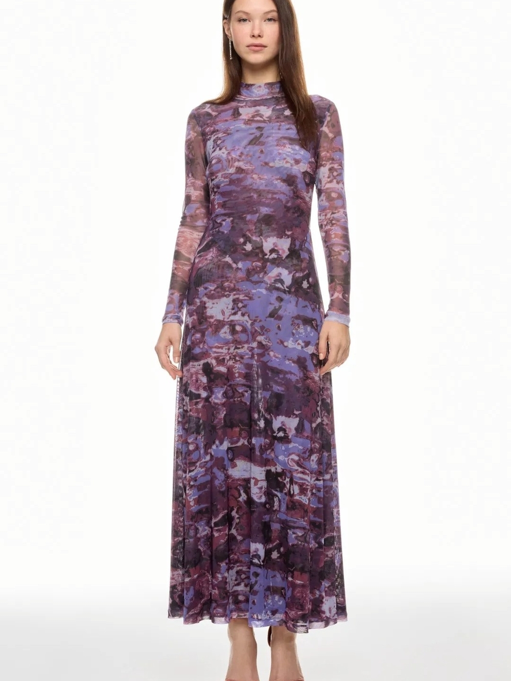 RONNY KOBO PRINTED MESH MAXI DRESS SIZE S MSRP $415